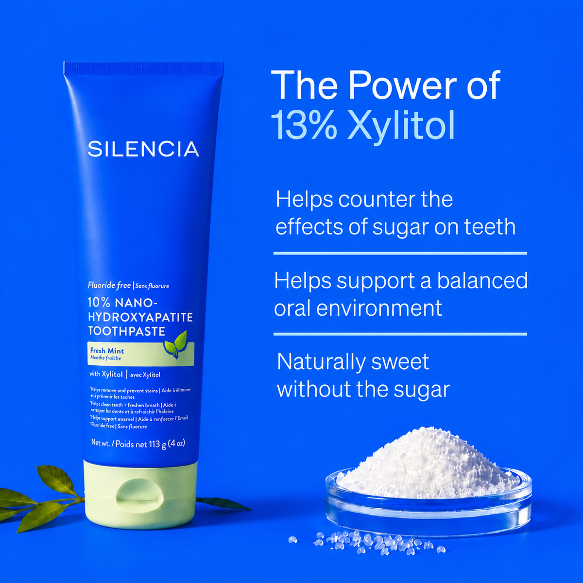 Silencia nano-hydroxyapatite toothpaste with xylitol