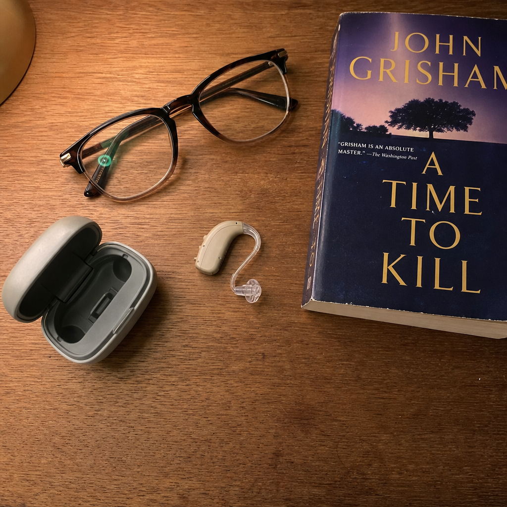 Hearing aid on nightstand