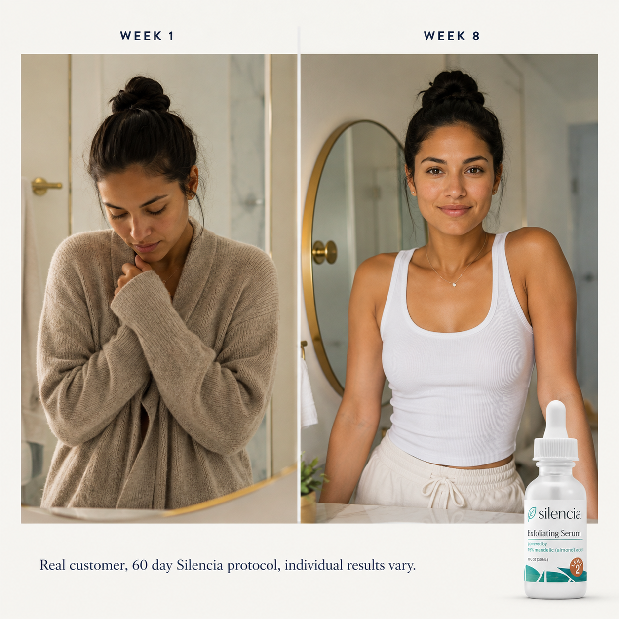 Week 1 vs Week 8 · real customer 60-day transformation