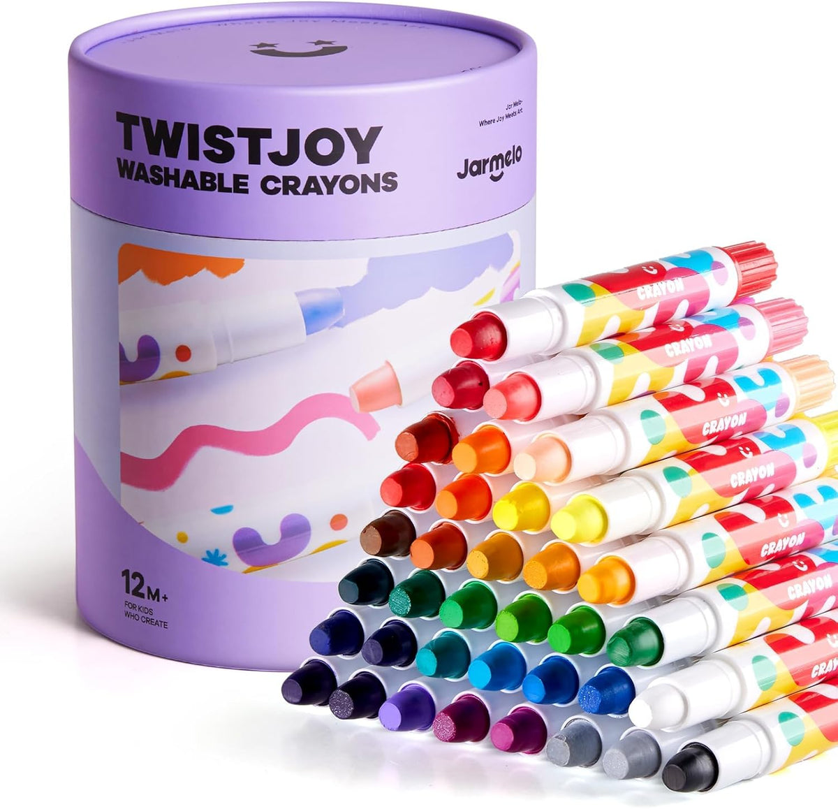 TwistJoy Silky Washable Crayons – 36 Colors