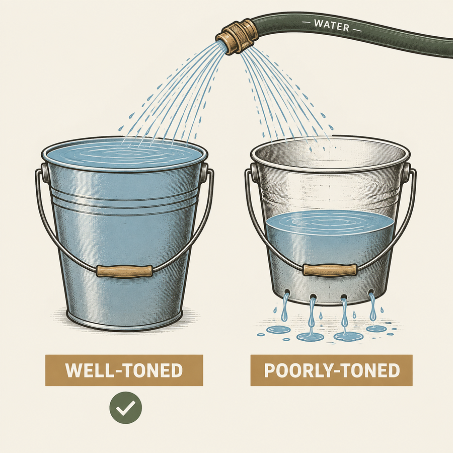 Well-toned vs poorly-toned pelvic floor comparison