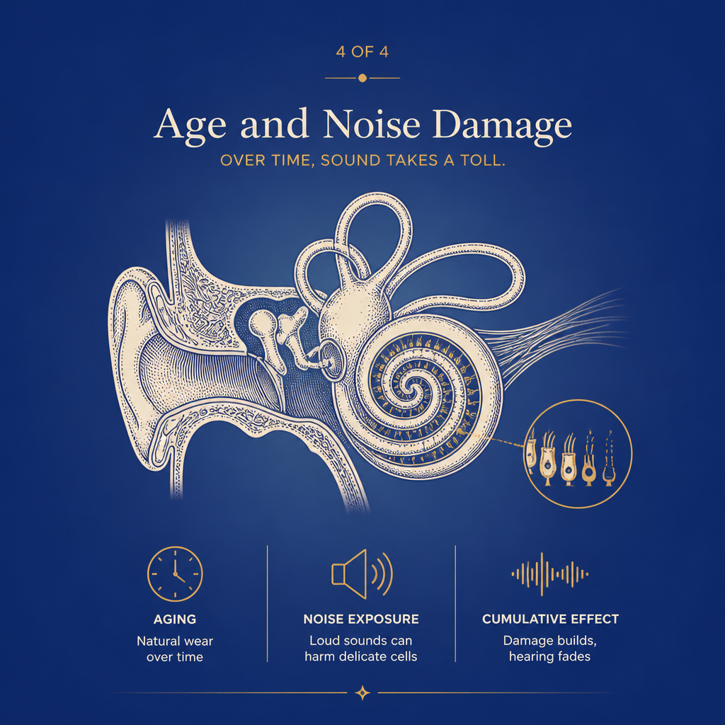 Inner ear age damage illustration